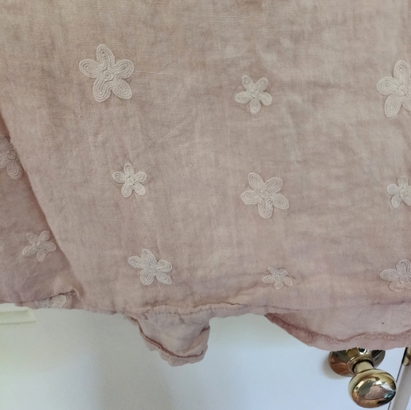 Terzo Millenio Linen Blush Floral Embroidered Top Size L romantic Beach - Picture 4 of 9
